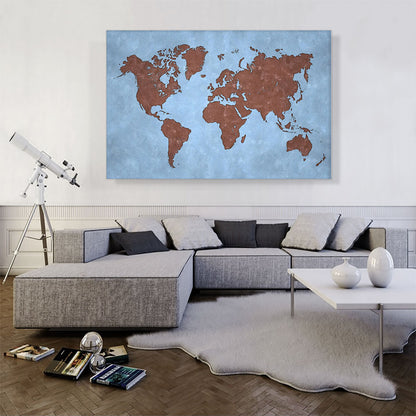 Baby Blue Brown World Map Globe