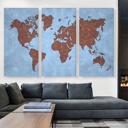 Baby Blue Brown World Map Globe