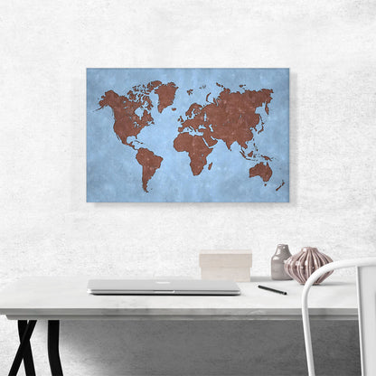 Baby Blue Brown World Map Globe