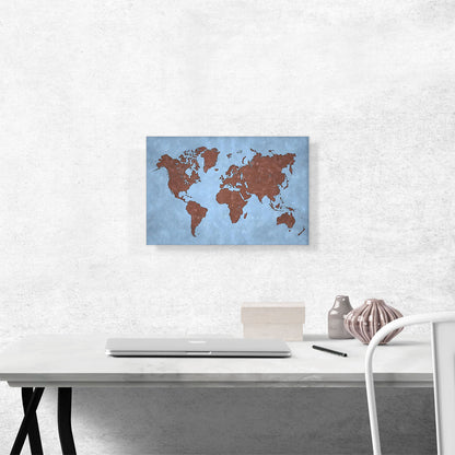 Baby Blue Brown World Map Globe