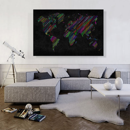 Black Colorful World Map