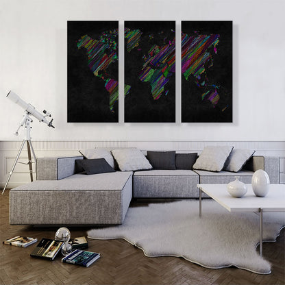 Black Colorful World Map