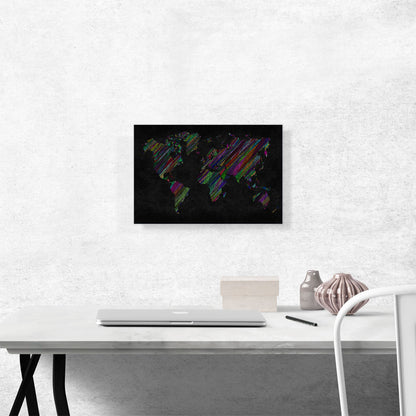 Black Colorful World Map