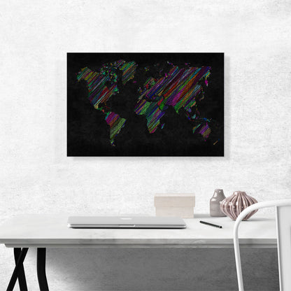 Black Colorful World Map