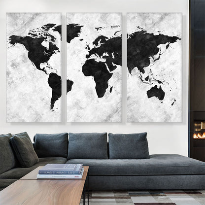 Black White World Map