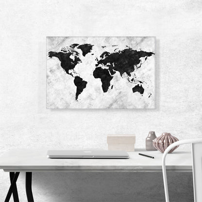 Black White World Map