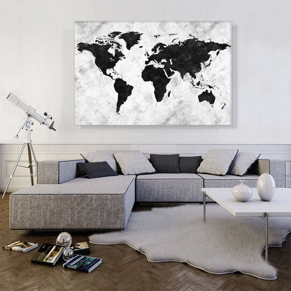 Black White World Map