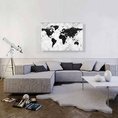 Black White World Map