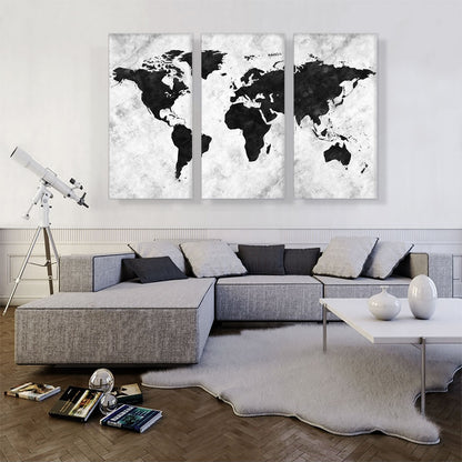 Black White World Map