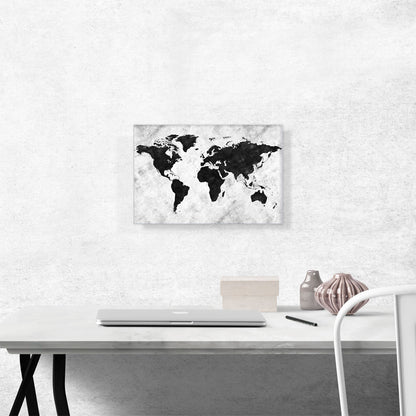 Black White World Map