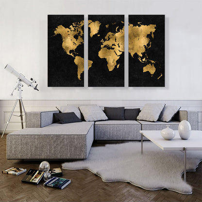 Black Yellow World Map Globe