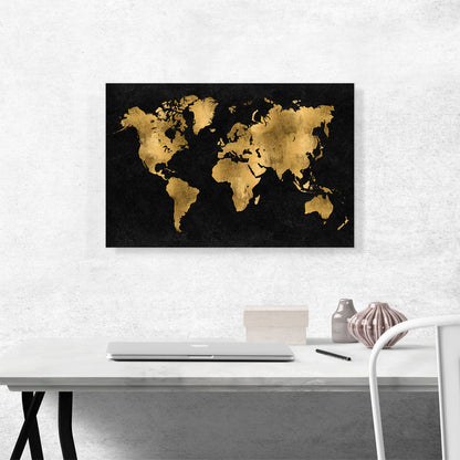 Black Yellow World Map Globe