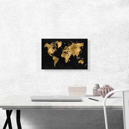 Black Yellow World Map Globe