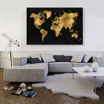 Black Yellow World Map Globe