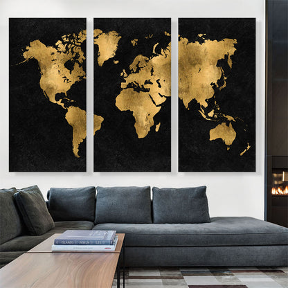 Black Yellow World Map Globe