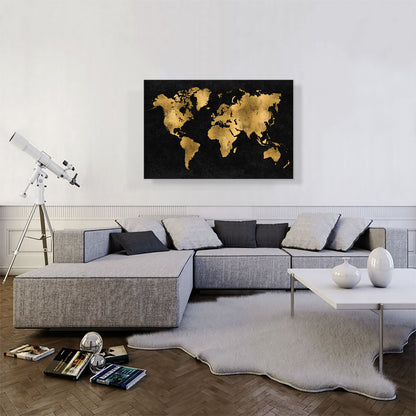 Black Yellow World Map Globe