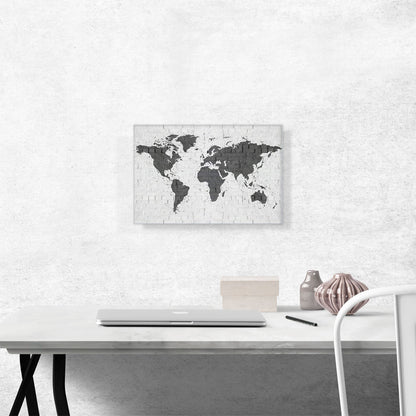 Dark Gray Printed White Brick World Map Globe