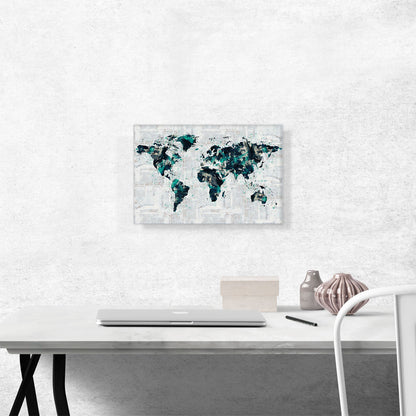 Green Gray Black World Map