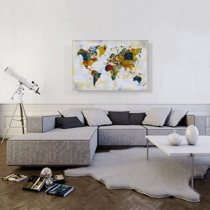 Green Yellow Orange World Map