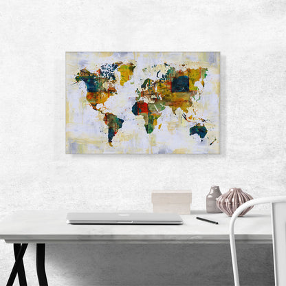 Green Yellow Orange World Map