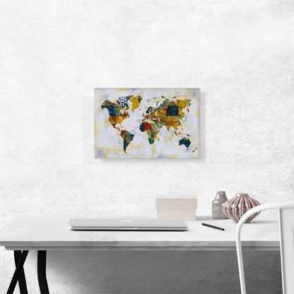 Green Yellow Orange World Map