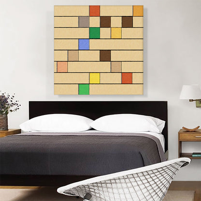 Mid-Century Modern Colored Squares on Beige Rows
