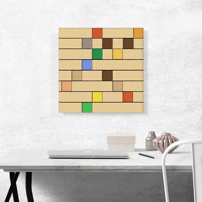 Mid-Century Modern Colored Squares on Beige Rows