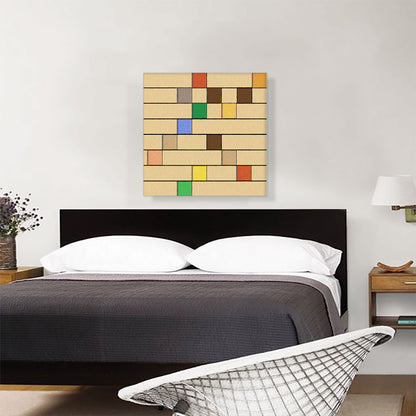 Mid-Century Modern Colored Squares on Beige Rows