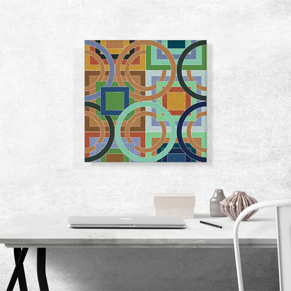 Mid-Century Modern Composition of Circles and Squares