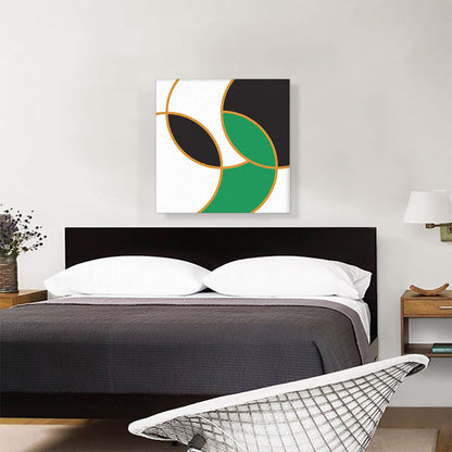 Mid-Century Modern Overlapping Circles in White, Black, and Green