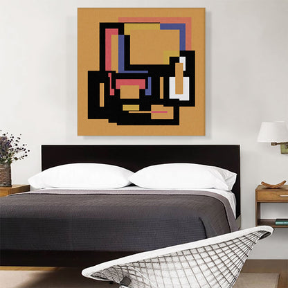 Mid-Century Modern Square Composition in Orange