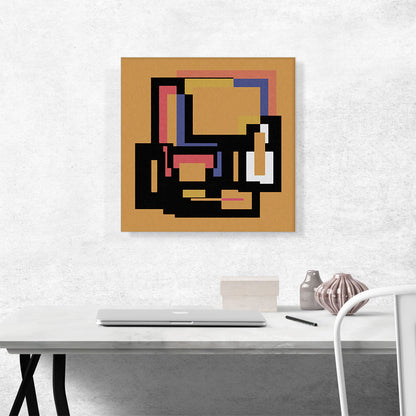 Mid-Century Modern Square Composition in Orange