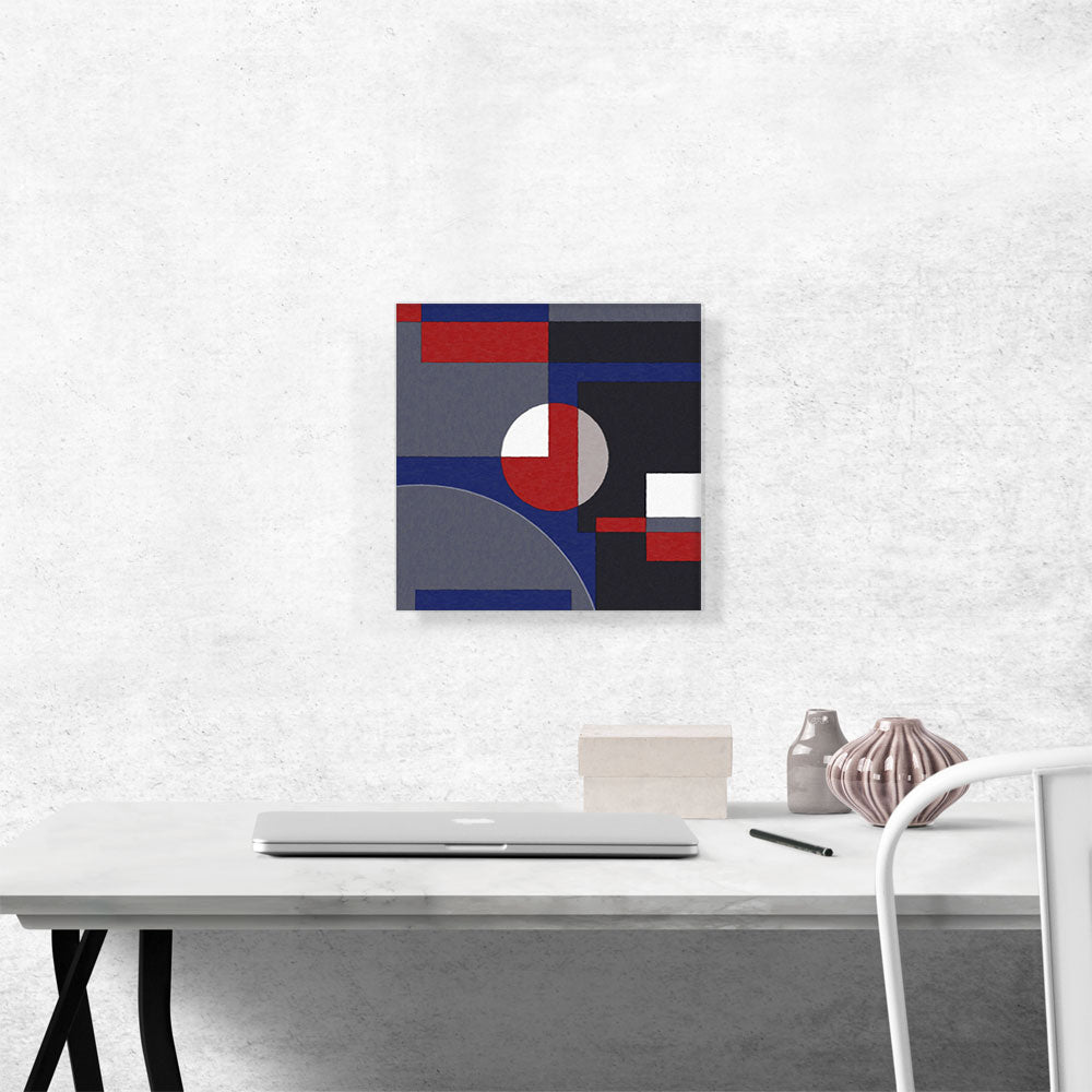Mid-Century Modern Composition in Blue, Red, and Black