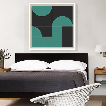 Mid-Century Modern Black and Teal Squares