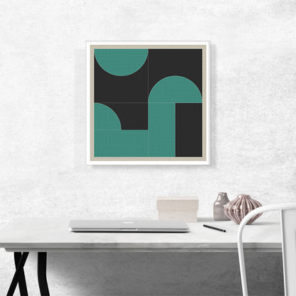 Mid-Century Modern Black and Teal Squares