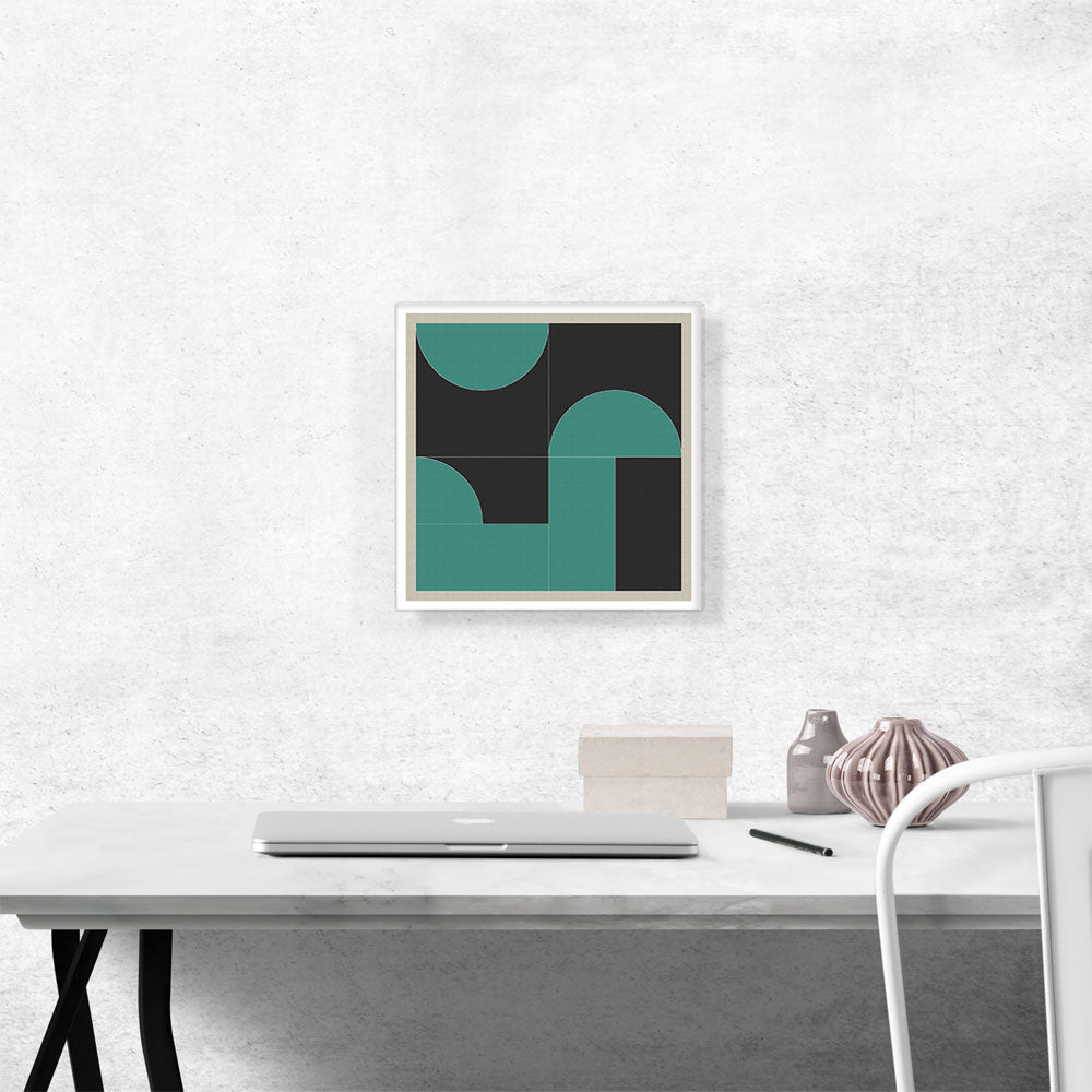 Mid-Century Modern Black and Teal Squares