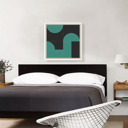 Mid-Century Modern Black and Teal Squares