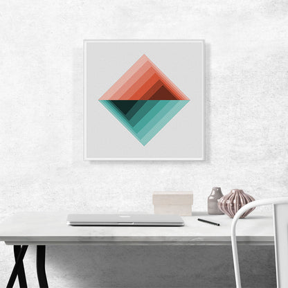 Mid-Century Modern Orange and Teal Reverse Mountains