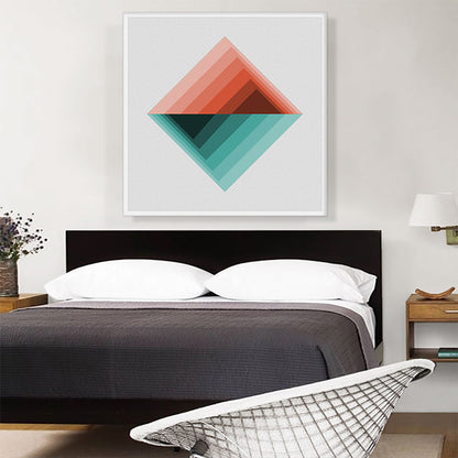 Mid-Century Modern Orange and Teal Reverse Mountains