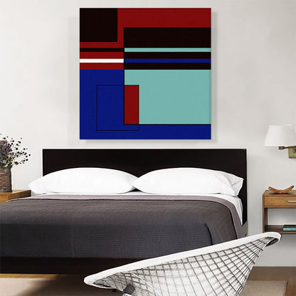 Mid-Century Modern Red, Blue, and Black Composition No. 1