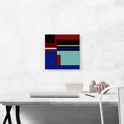 Mid-Century Modern Red, Blue, and Black Composition No. 1