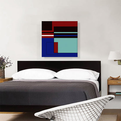 Mid-Century Modern Red, Blue, and Black Composition No. 1
