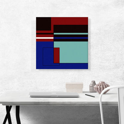 Mid-Century Modern Red, Blue, and Black Composition No. 1