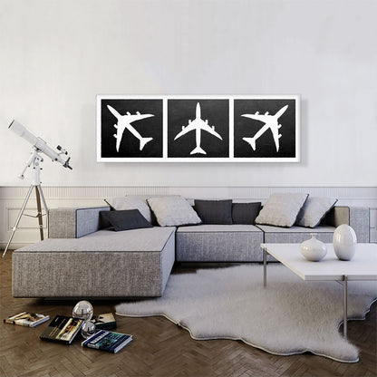 Mid-Century Modern Black Planes Top View