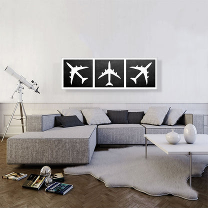 Mid-Century Modern Black Planes Top View