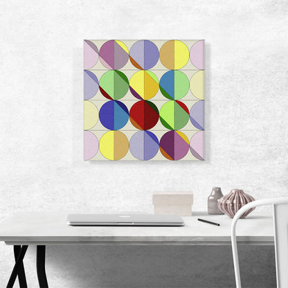 Mid-Century Modern Pastel Circles in a Grid
