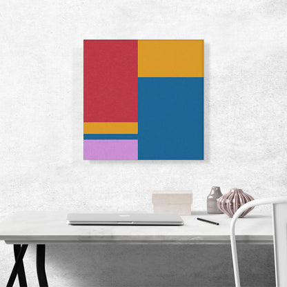 Mid-Century Modern Composition in Red, Gold, Blue, and Pink
