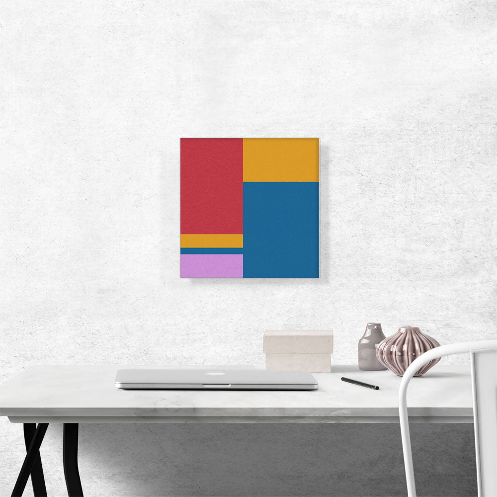 Mid-Century Modern Composition in Red, Gold, Blue, and Pink
