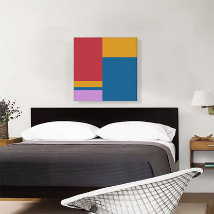 Mid-Century Modern Composition in Red, Gold, Blue, and Pink
