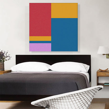Mid-Century Modern Composition in Red, Gold, Blue, and Pink
